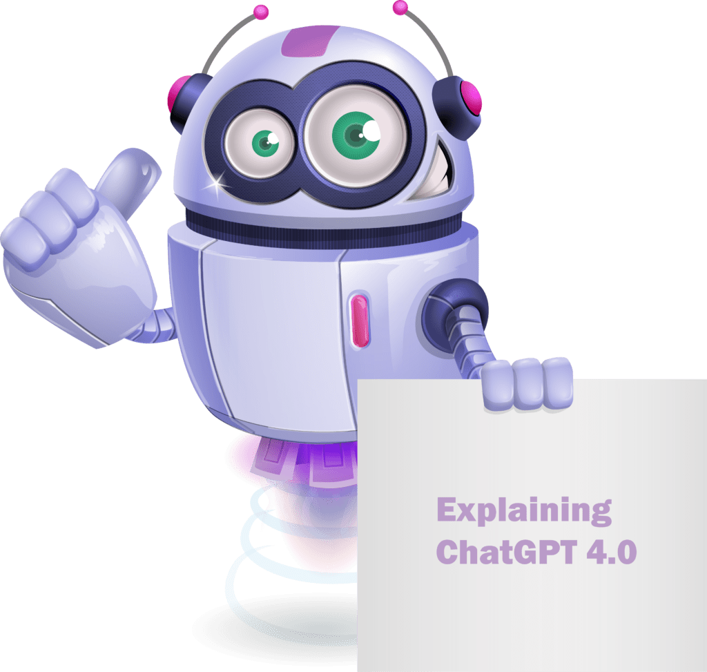 Robot Character Explaining Features of ChatGPT4.0